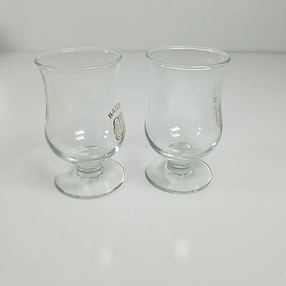 Vintage 2 Baileys Coffee On The Rocks Stemmed Glasses Shot Glasses Gold Script